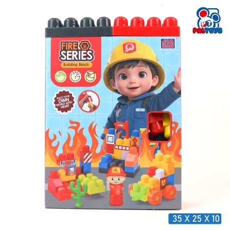 طقم مكعبات تركيب أطفال مع شخصية رجل اطفاء وإكسسوارات